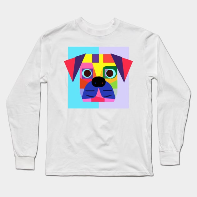 Pop Art Pug Dog Owner Vintage Funny Retro Pug Long Sleeve T-Shirt by BetterManufaktur